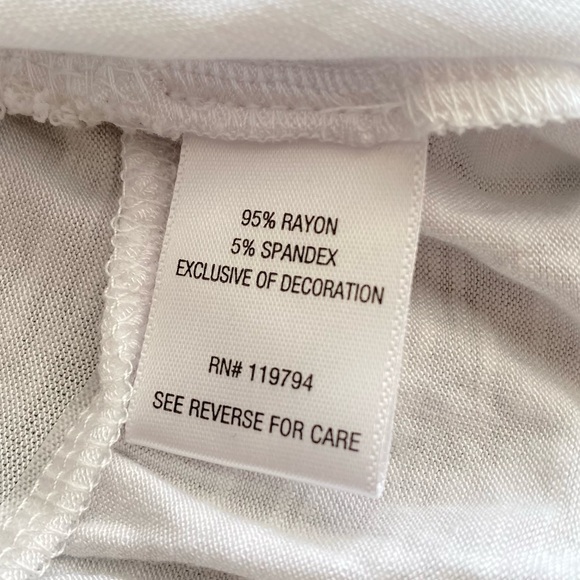 Farmer Market Women's Rayon/Spandex Short Sleeve Top, Ruffle Details, White, XL - Picture 7 of 7